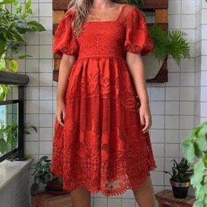 FARM Rio Orange Crochet Size S/P Dress
